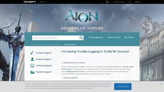 I'm Having Trouble Logging In To My NC Account – Aion Support
