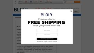 FAQ My Account | Blair
