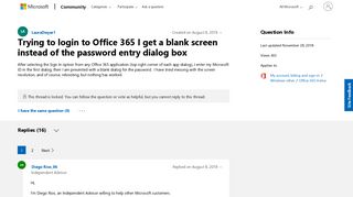 Trying to login to Office 365 I get a blank screen instead of the ...
