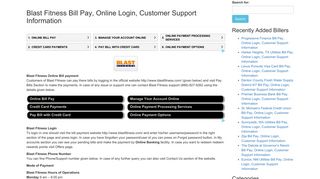 Blast Fitness Bill Pay, Online Login, Customer Support Information