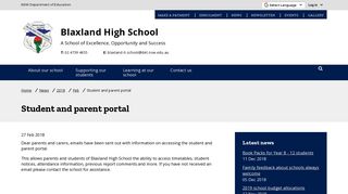 Student and parent portal - Blaxland High School
