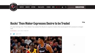 Milwaukee Bucks' Thon Maker Expresses Desire to be ... - Blazer's Edge