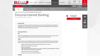 Personal Internet Banking - BLC Bank