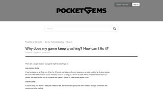 Why does my game keep crashing? How can I fix it? – Pocket Gems ...