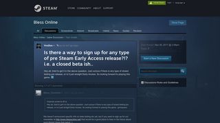 Is there a way to sign up for any type of pre Steam Early Access ...