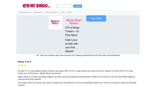 Blighty Bingo | As seen on TV, £70 plus 10 Free Spins | OhMyBing