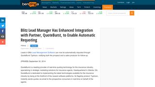 Blitz Lead Manager Has Enhanced Integration with Partner ... - Benzinga