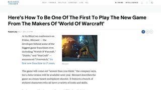 How To Sign Up For 'Overwatch' - Business Insider