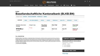 Basellandschaftliche Kantonalbank (BLKB.BN) Company Profile ...