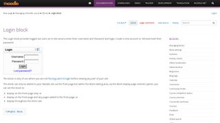 Login block - MoodleDocs