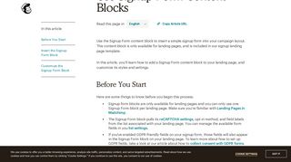 Use Signup Form Content Blocks - MailChimp
