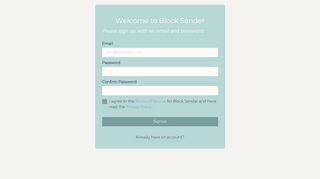 Sign Up - Block Sender