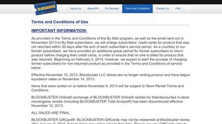 Terms and Conditions - Blockbuster
