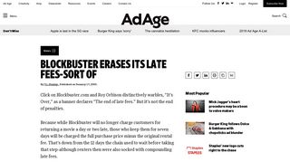 Blockbuster erases its late fees-sort of | News - Ad Age