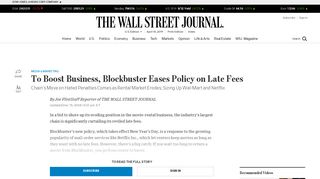 To Boost Business, Blockbuster Eases Policy on Late Fees - WSJ