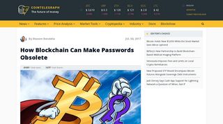 How Blockchain Can Make Passwords Obsolete | Cointelegraph