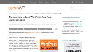 Protect your WordPress site from Malicious Logins - LearnWP