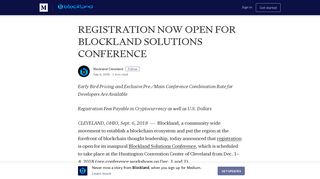 registration now open for blockland solutions conference - Medium