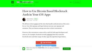 How to Use Bitcoin Based Blockstack Auth in Your iOS Apps