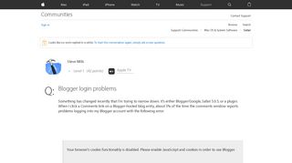 Blogger login problems - Apple Community