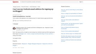 Can I use my Outlook email address for signing up on Blogger? - Quora