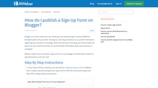 How do I publish a Sign Up Form on Blogger? – AWeber Knowledge ...