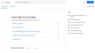 I can't sign in to my blog - Blogger Help - Google Support