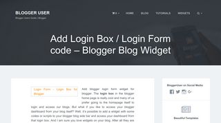 Add Login Box / Login Form code - Blogger Blog Widget – Blogger User