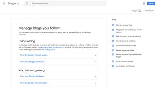Manage blogs you follow - Blogger Help - Google Support