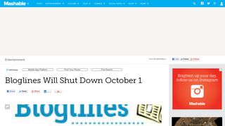 Bloglines Will Shut Down October 1 - Mashable