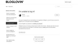 I'm unable to log in! – Help - Bloglovin