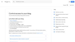 Control access to your blog - Blogger Help - Google Support