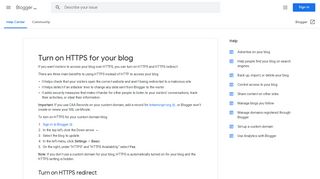 Turn on HTTPS for your blog - Blogger Help - Google Support