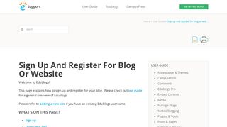 Sign up and register for blog or website – Edublogs Help and Support