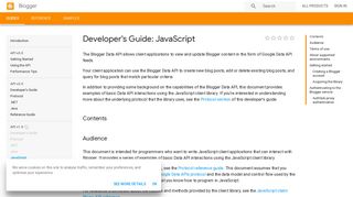 Developer's Guide: JavaScript | Blogger | Google Developers