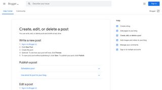Create, edit, or delete a post - Blogger Help - Google Support