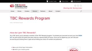 TBC Rewards Program - Donate Blood - The Blood Connection