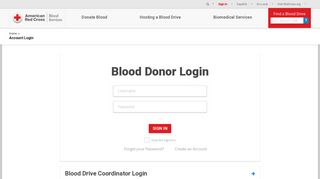 Account Login - Red Cross blood drive