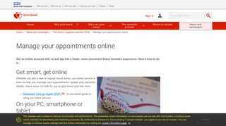 Manage your appointments online - NHS Blood Donation - Give Blood