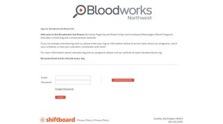 Shiftboard Sign-In: Puget Sound Blood Center