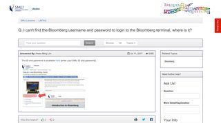 I can't find the Bloomberg username and password to login to the ...
