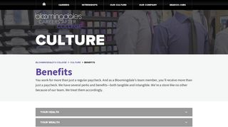 Benefits - Bloomingdale's Careers After College