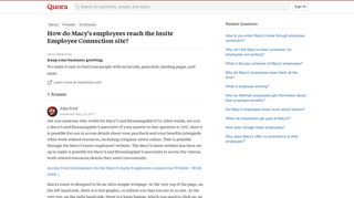 How do Macy's employees reach the Insite Employee Connection site ...