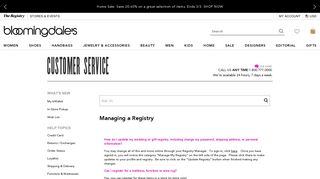 Managing a Registry - Customer Service – Bloomingdale's