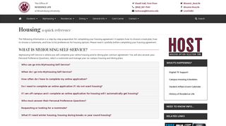 Housing Quick Reference - Residence Life | Bloomsburg University