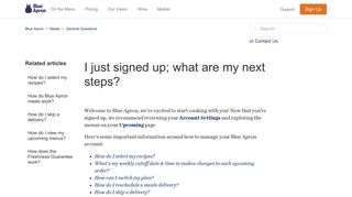 I just signed up; what are my next steps? – Blue Apron