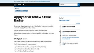 Apply for or renew a Blue Badge - GOV.UK