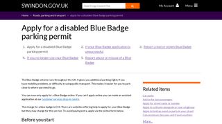 Apply for a disabled Blue Badge parking permit | Swindon Borough ...