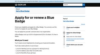 Apply for a Blue Badge