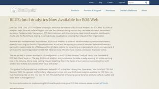 BLUEcloud Analytics Now Available for EOS.Web | SirsiDynix.com
